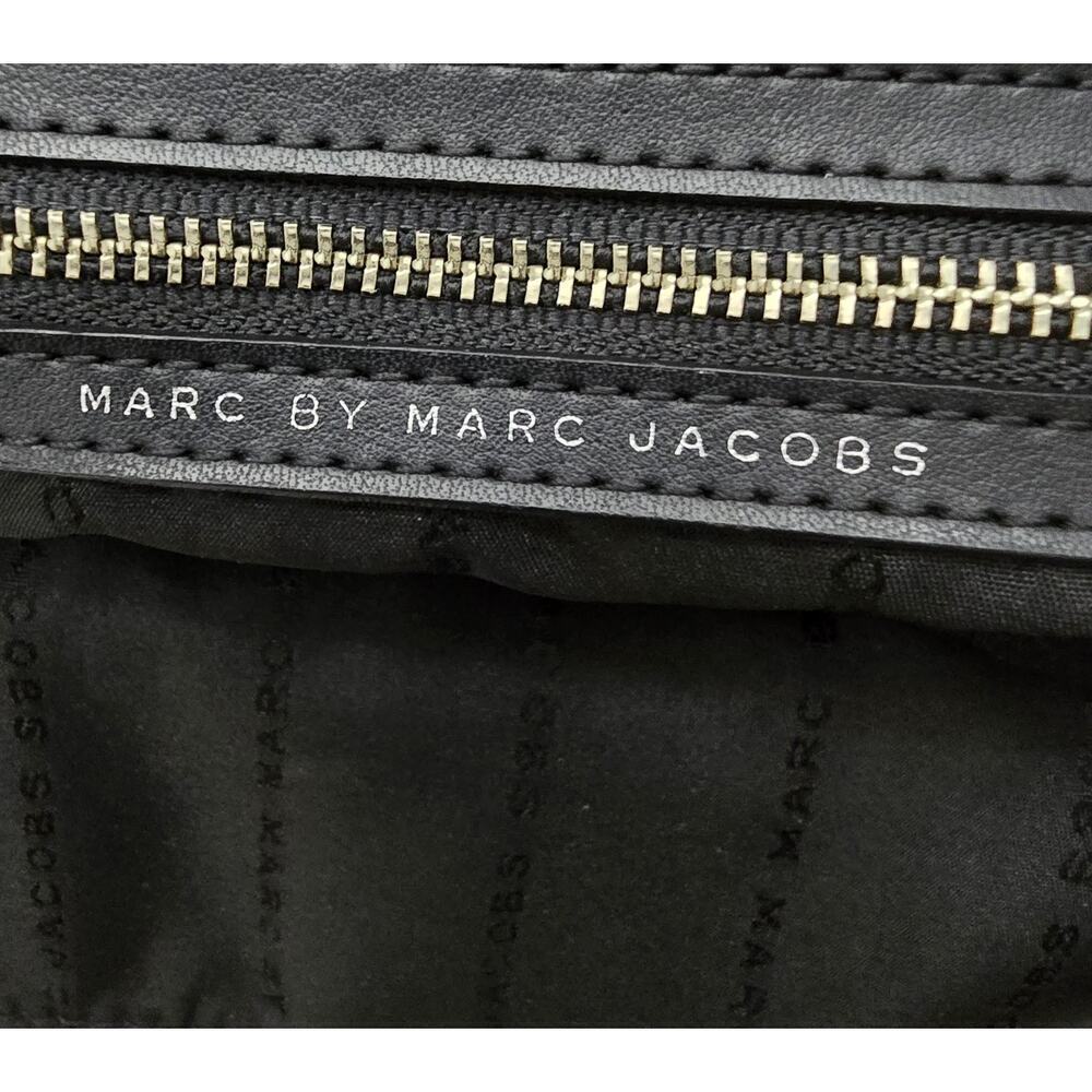 Marc Jacobs Womens Tote Bag Black Nylon Leather Pockets ID Tag Zip - Picture 10 of 12